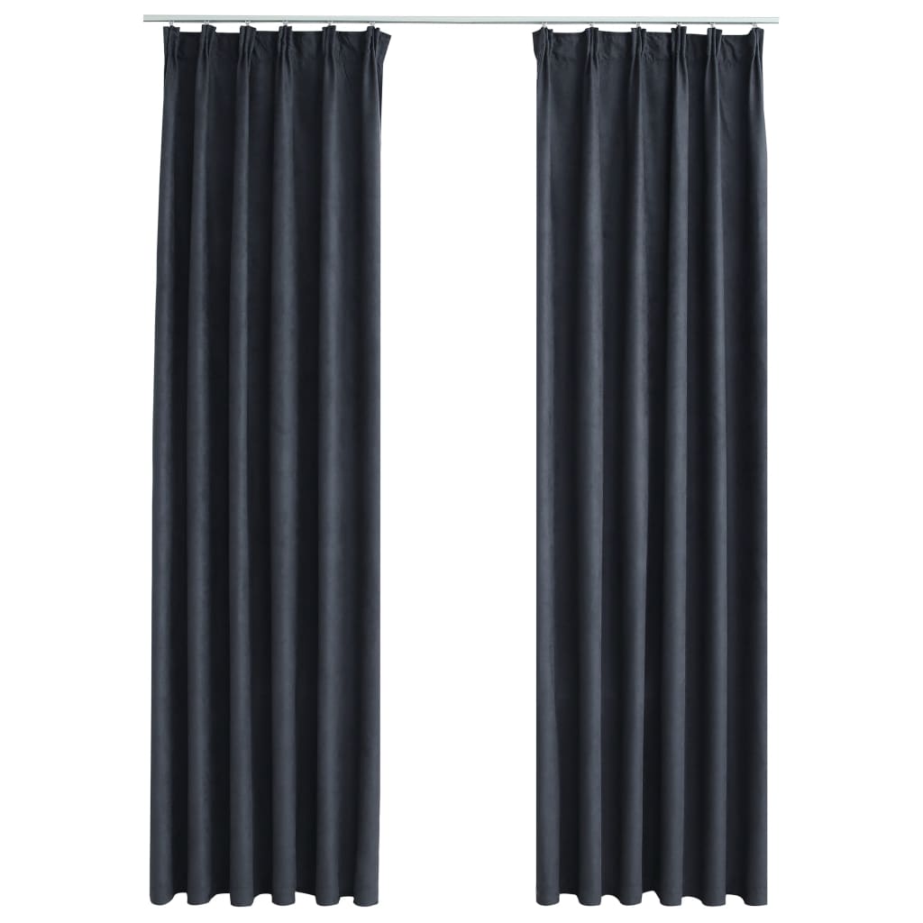 Berkfield Blackout Curtains with Hooks 2 pcs Anthracite 140x245 cm