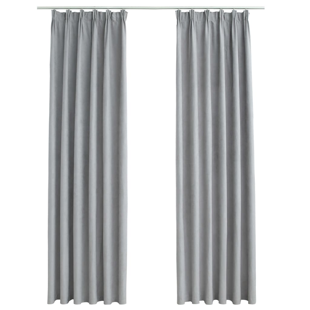 Berkfield Blackout Curtains with Hooks 2 pcs Grey 140x225 cm
