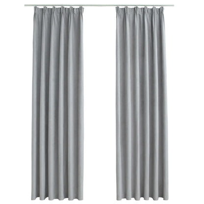 Berkfield Blackout Curtains with Hooks 2 pcs Grey 140x225 cm