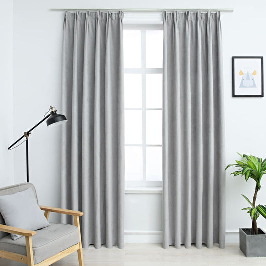 Berkfield Blackout Curtains with Hooks 2 pcs Grey 140x245 cm