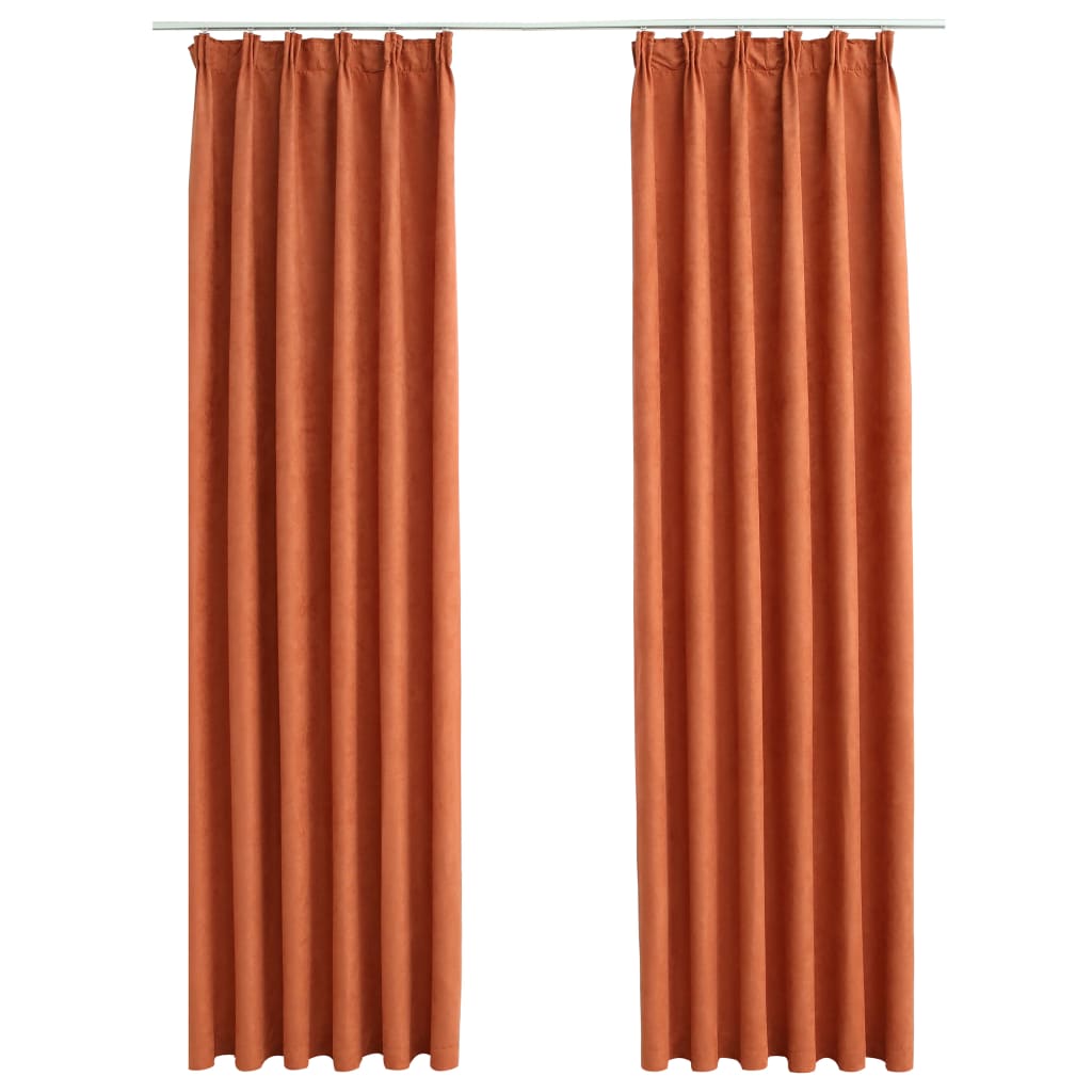 Berkfield Blackout Curtains with Hooks 2 pcs Rust 140x245 cm