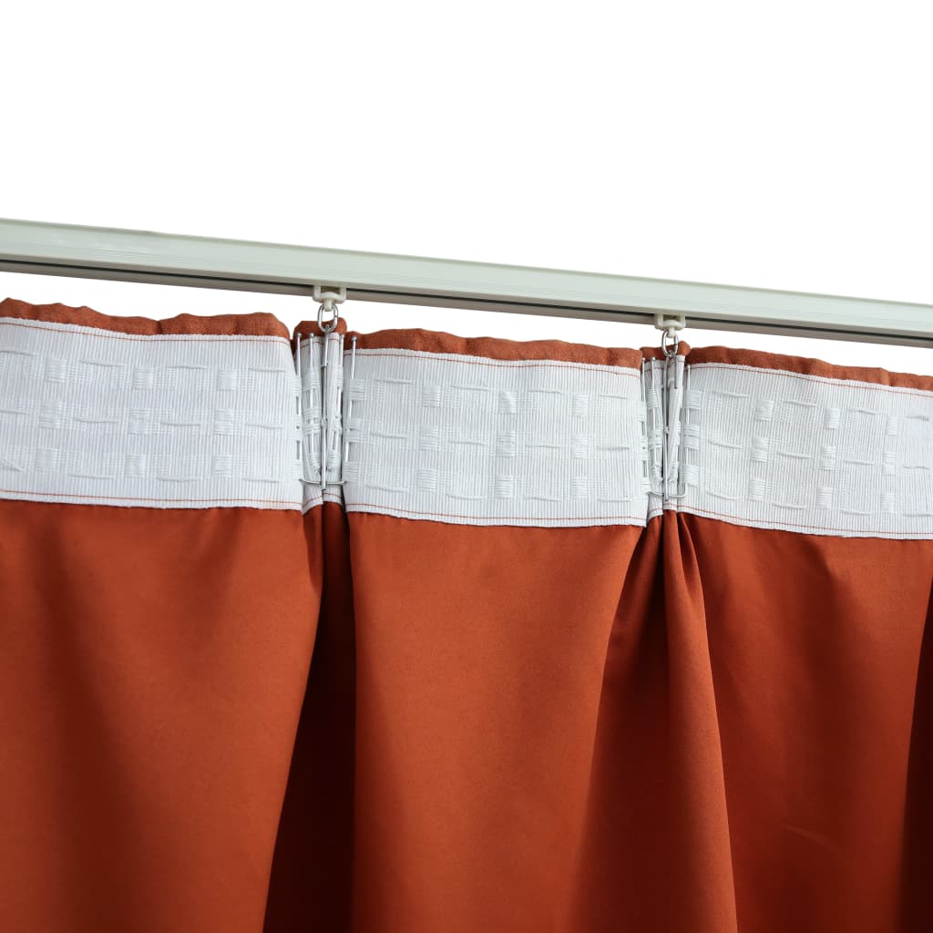 Berkfield Blackout Curtains with Hooks 2 pcs Rust 140x245 cm