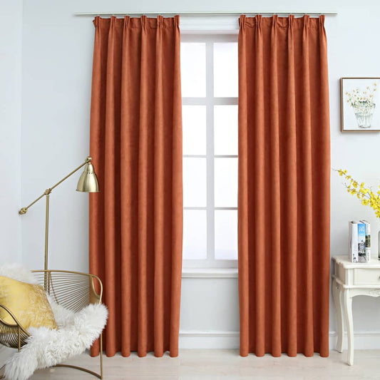 Berkfield Blackout Curtains with Hooks 2 pcs Rust 140x245 cm
