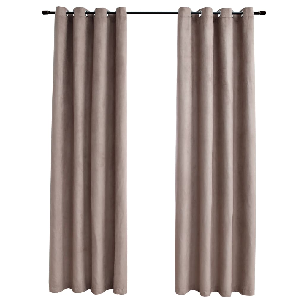 Berkfield Blackout Curtains with Metal Rings 2 pcs Taupe 140x225 cm
