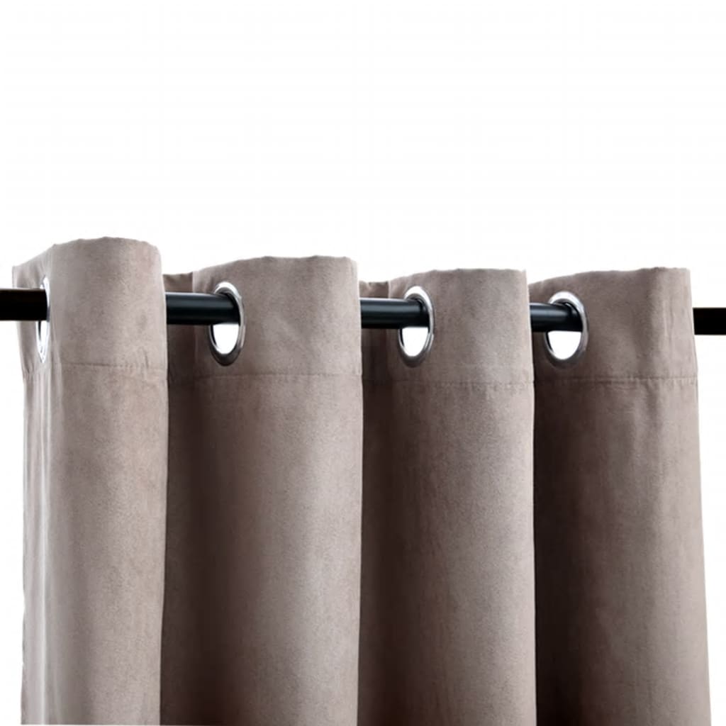 Berkfield Blackout Curtains with Metal Rings 2 pcs Taupe 140x225 cm