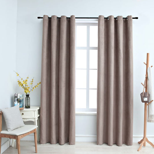 Berkfield Blackout Curtains with Metal Rings 2 pcs Taupe 140x245 cm