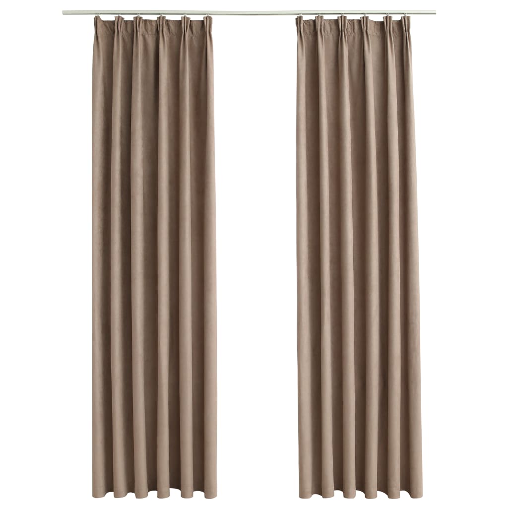 Berkfield Blackout Curtains with Hooks 2 pcs Taupe 140x225 cm