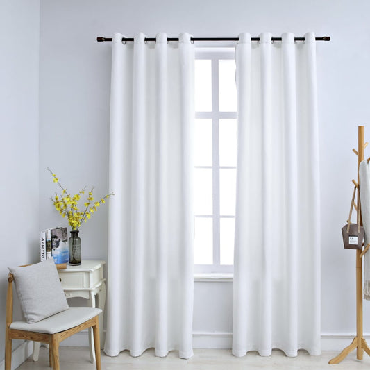Berkfield Blackout Curtains with Metal Rings 2 pcs Off White 140x245 cm