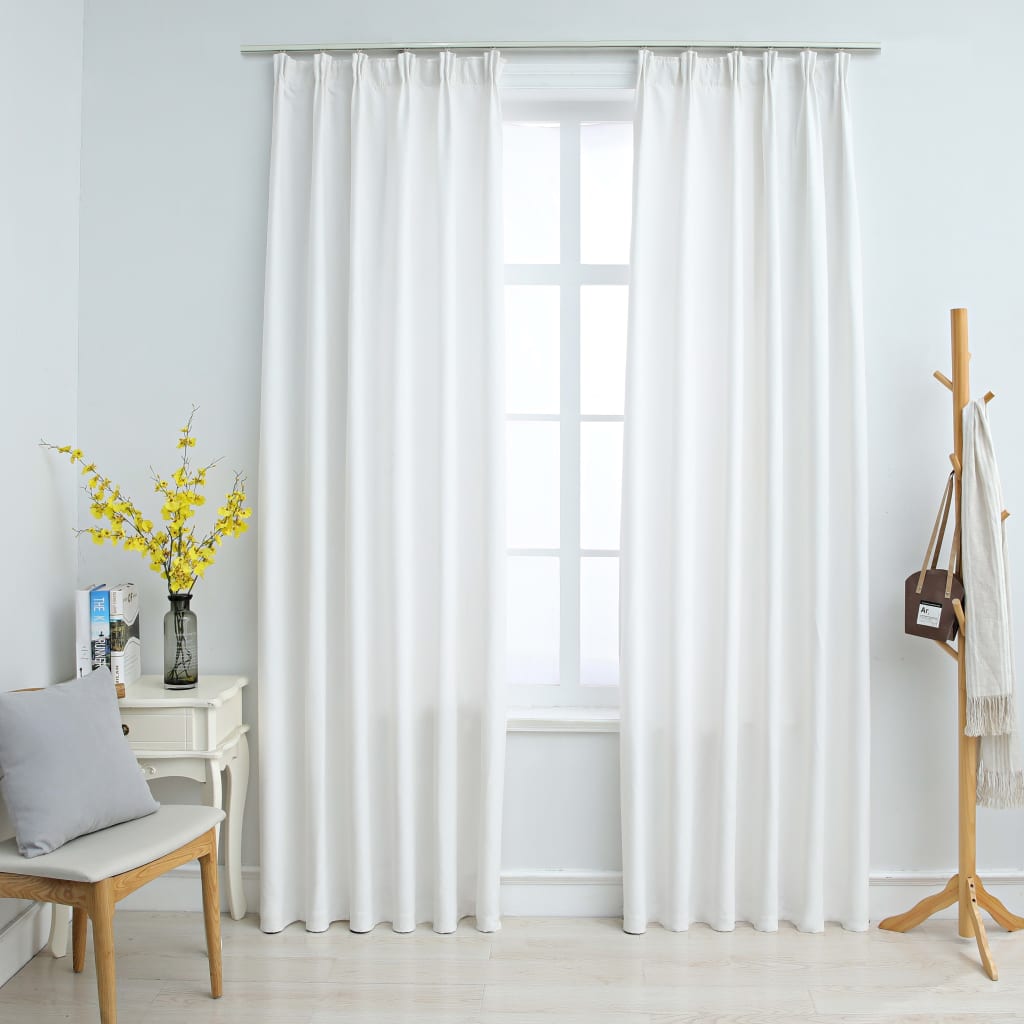 Berkfield Blackout Curtains with Hooks 2 pcs Off White 140x225 cm
