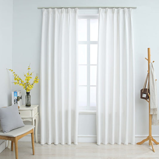 Berkfield Blackout Curtains with Hooks 2 pcs Off White 140x225 cm