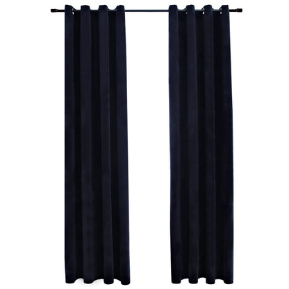Berkfield Blackout Curtains with Rings 2 pcs Velvet Black 140x225 cm