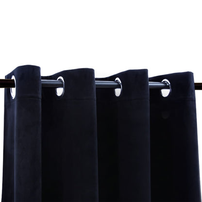 Berkfield Blackout Curtains with Rings 2 pcs Velvet Black 140x225 cm