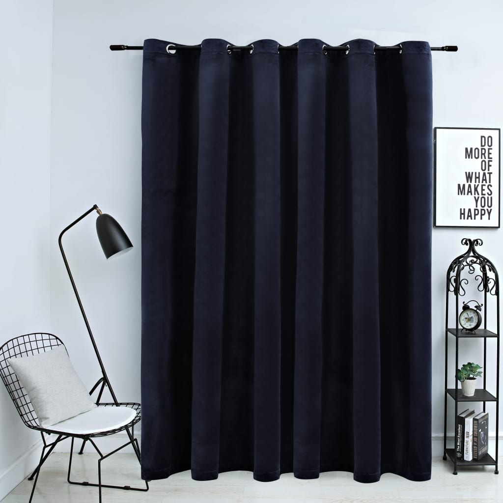 Berkfield Blackout Curtain with Metal Rings Velvet Black 290x245 cm