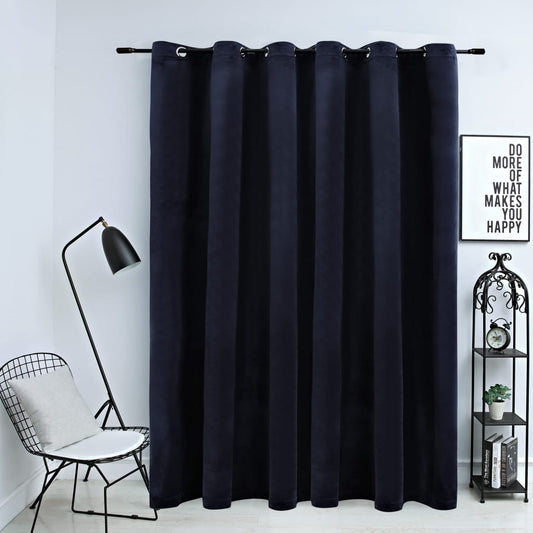 Berkfield Blackout Curtain with Metal Rings Velvet Black 290x245 cm