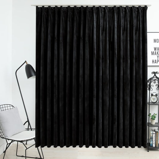 Berkfield Blackout Curtain with Hooks Velvet Black 290x245 cm