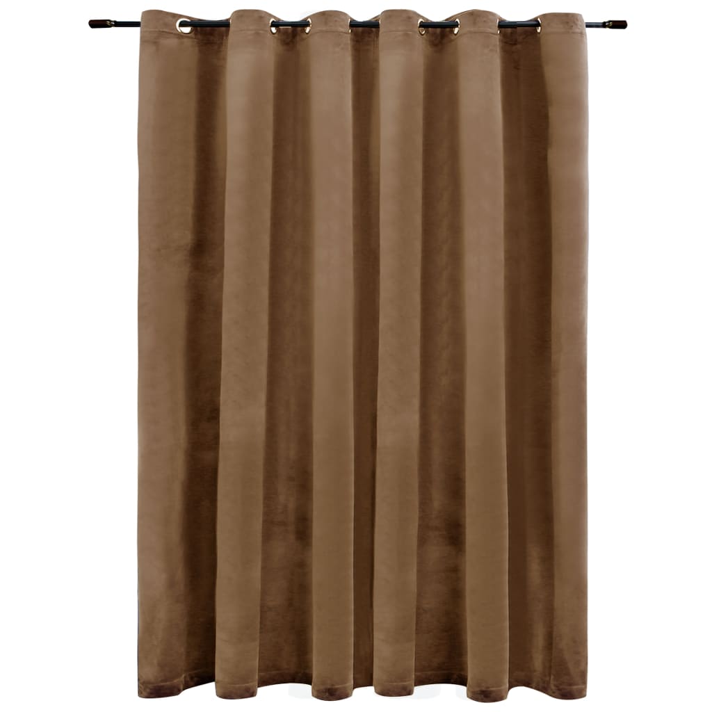 Berkfield Blackout Curtain with Metal Rings Velvet Beige 290x245 cm