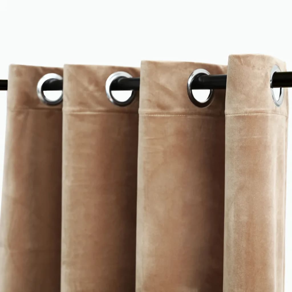Berkfield Blackout Curtain with Metal Rings Velvet Beige 290x245 cm