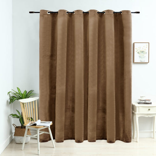 Berkfield Blackout Curtain with Metal Rings Velvet Beige 290x245 cm