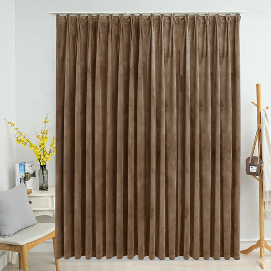 Berkfield Blackout Curtain with Hooks Velvet Beige 290x245 cm