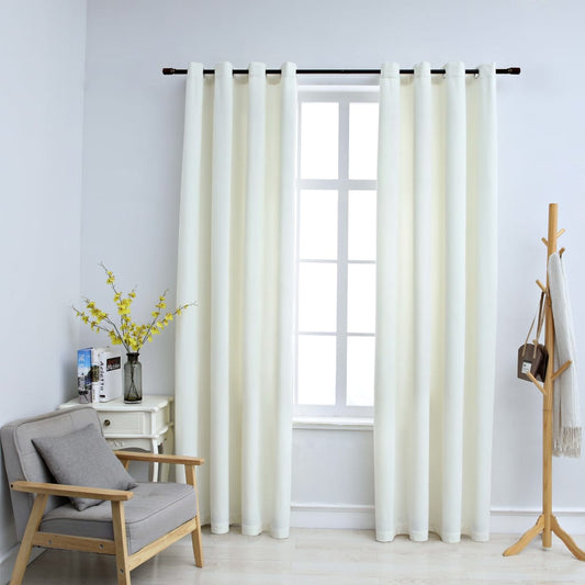 Berkfield Blackout Curtains with Rings 2 pcs Velvet Cream 140x175 cm