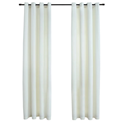 Berkfield Blackout Curtains with Rings 2 pcs Velvet Cream 140x225 cm