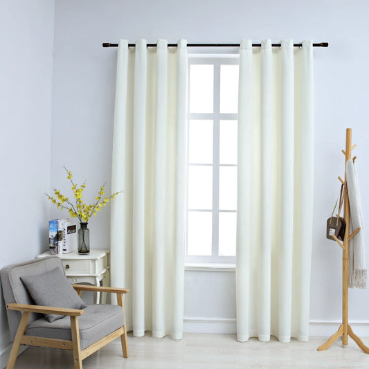 Berkfield Blackout Curtains with Rings 2 pcs Velvet Cream 140x225 cm
