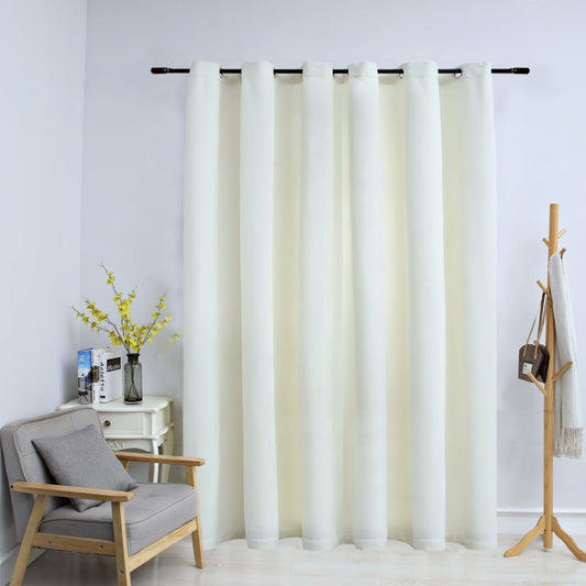 Berkfield Blackout Curtain with Metal Rings Velvet Cream 290x245 cm