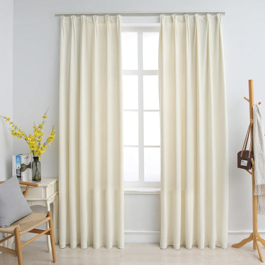 Berkfield Blackout Curtains 2 pcs with Hooks Velvet Cream 140x245 cm