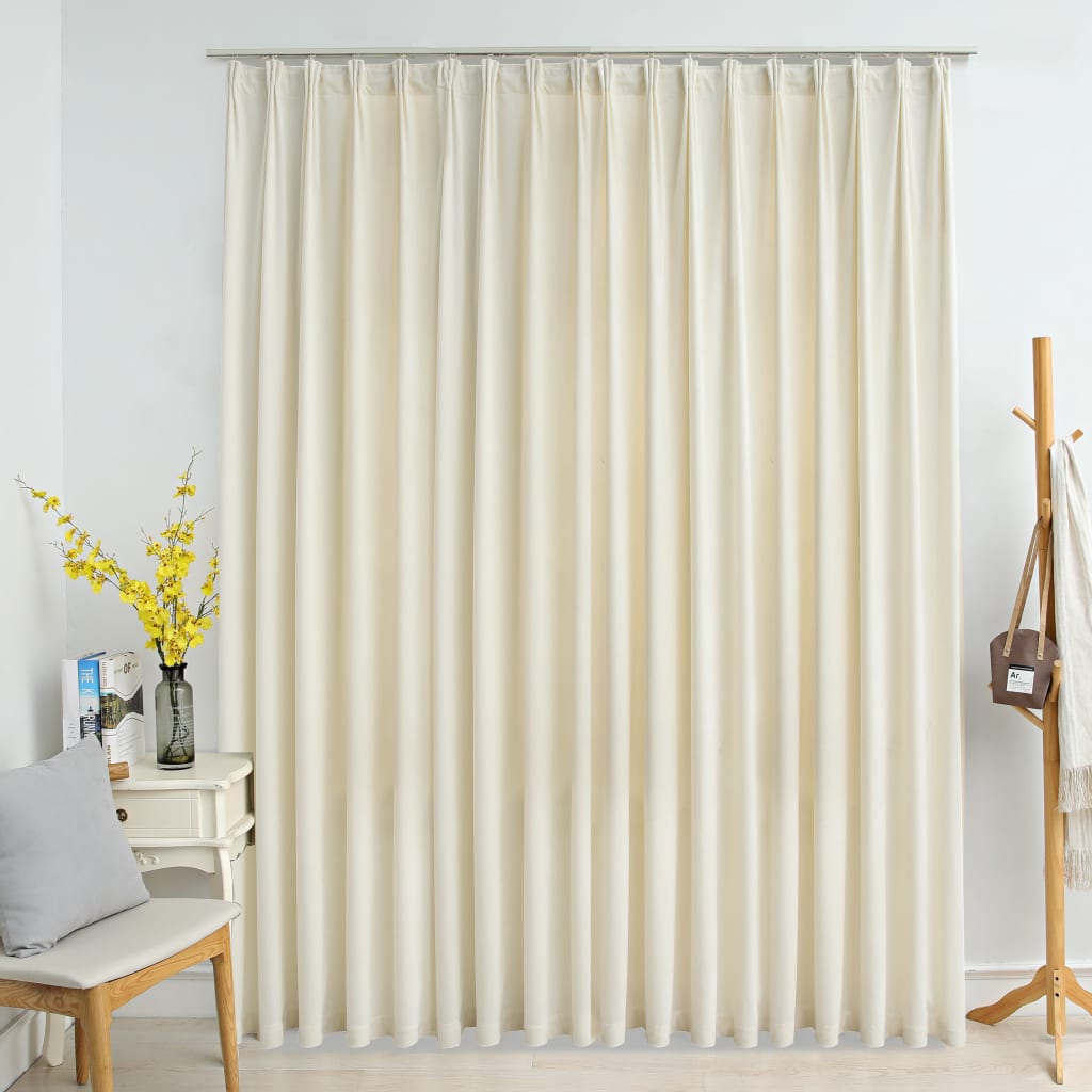Berkfield Blackout Curtain with Hooks Velvet Cream 290x245 cm