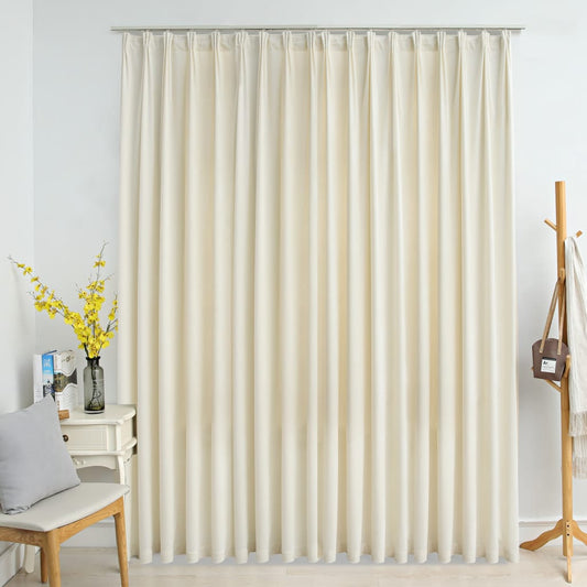 Berkfield Blackout Curtain with Hooks Velvet Cream 290x245 cm