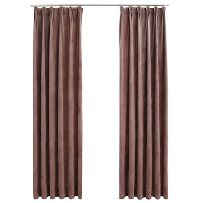 Berkfield Blackout Curtains 2pcs with Hooks Velvet Antique Pink 140x175cm