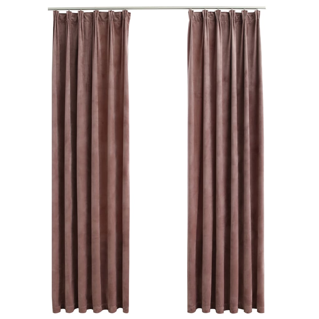 Berkfield Blackout Curtains 2pcs with Hooks Velvet Antique Pink 140x245cm
