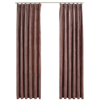 Berkfield Blackout Curtains 2pcs with Hooks Velvet Antique Pink 140x245cm