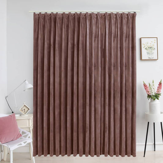 Berkfield Blackout Curtain with Hooks Velvet Antique Pink 290x245 cm