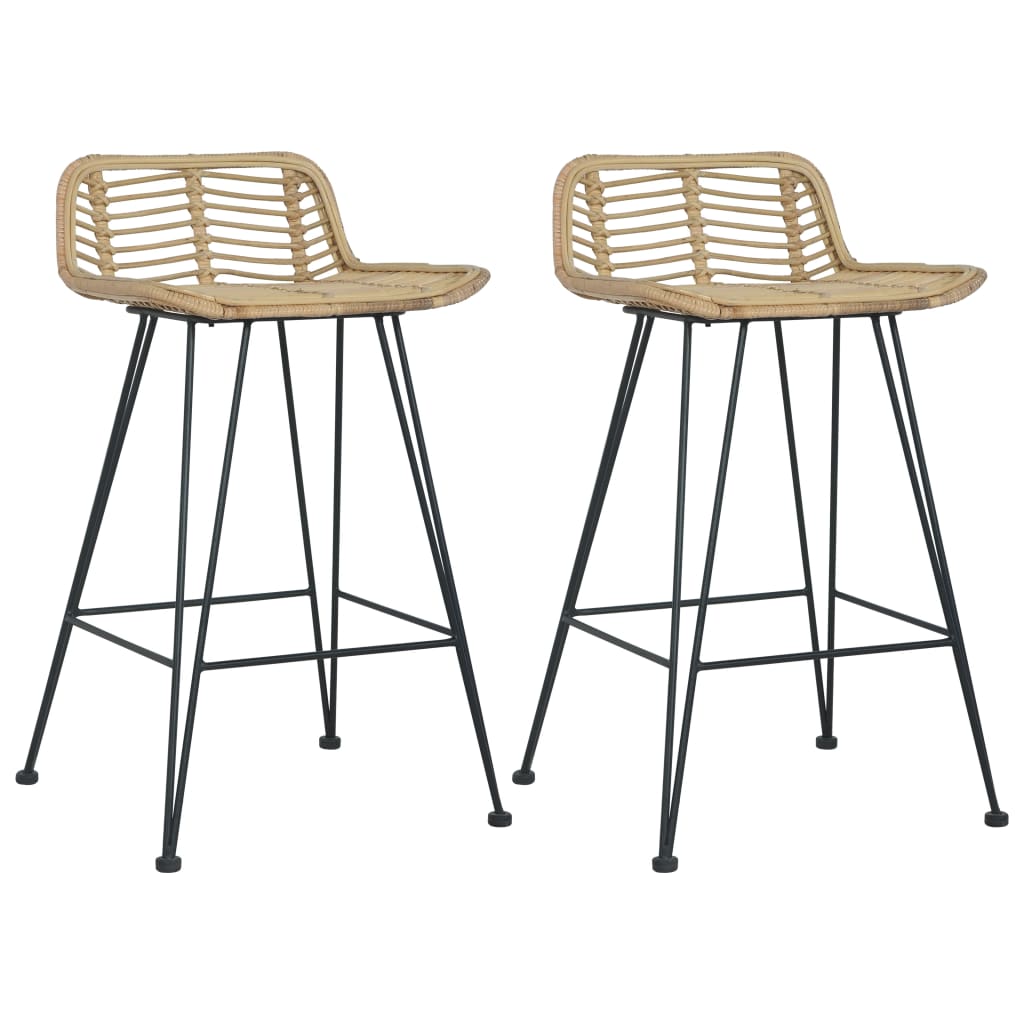 Berkfield Bar Chairs 2 pcs Natural Rattan