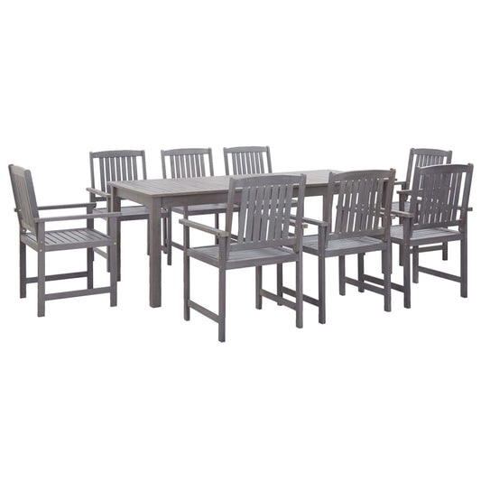 Berkfield 9 Piece Outdoor Dining Set Grey Solid Acacia Wood