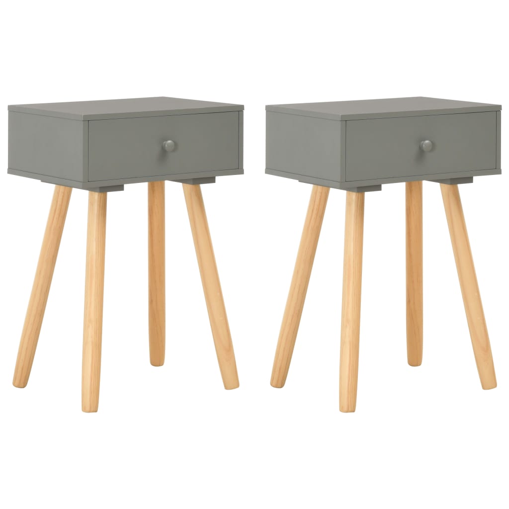 Berkfield Bedside Tables 2 pcs Grey Solid Pinewood