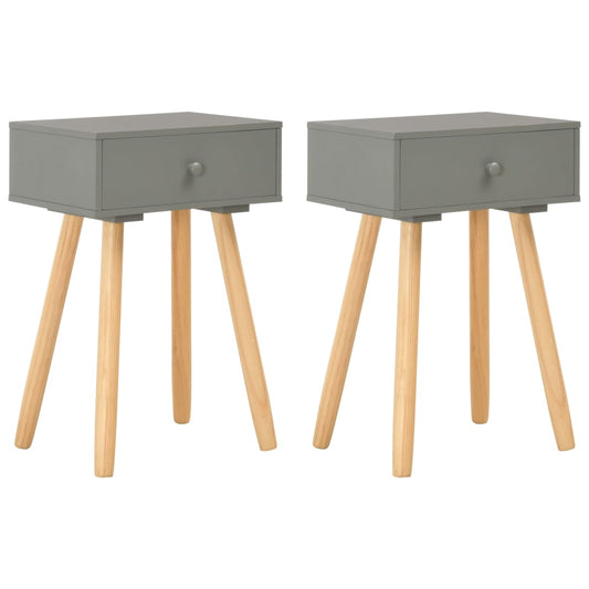 Berkfield Bedside Tables 2 pcs Grey Solid Pinewood