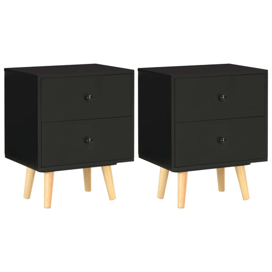 Berkfield Bedside Cabinets 2 pcs Black 40x30x50 cm Solid Pinewood