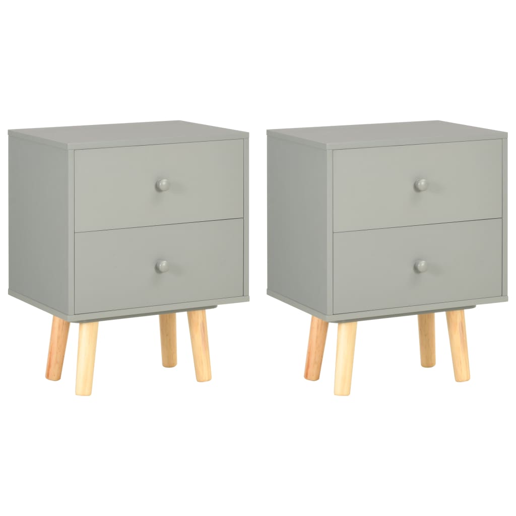 Berkfield Bedside Cabinets 2 pcs Grey 40x30x50 cm Solid Pinewood