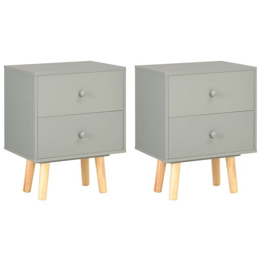 Berkfield Bedside Cabinets 2 pcs Grey 40x30x50 cm Solid Pinewood