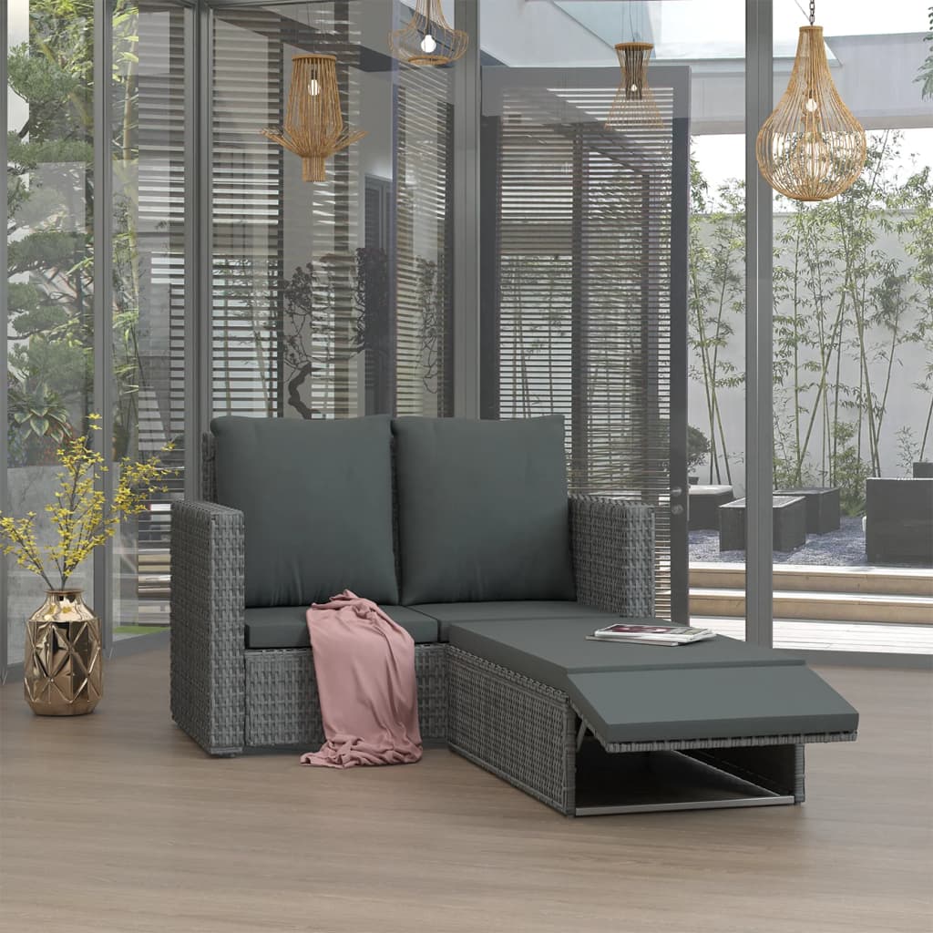 Berkfield 2 Piece Garden Lounge Set with Cushions Poly Rattan Grey