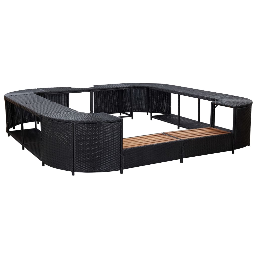 Berkfield Square Spa Surround Black 268 x 268 x 55 cm Poly Rattan