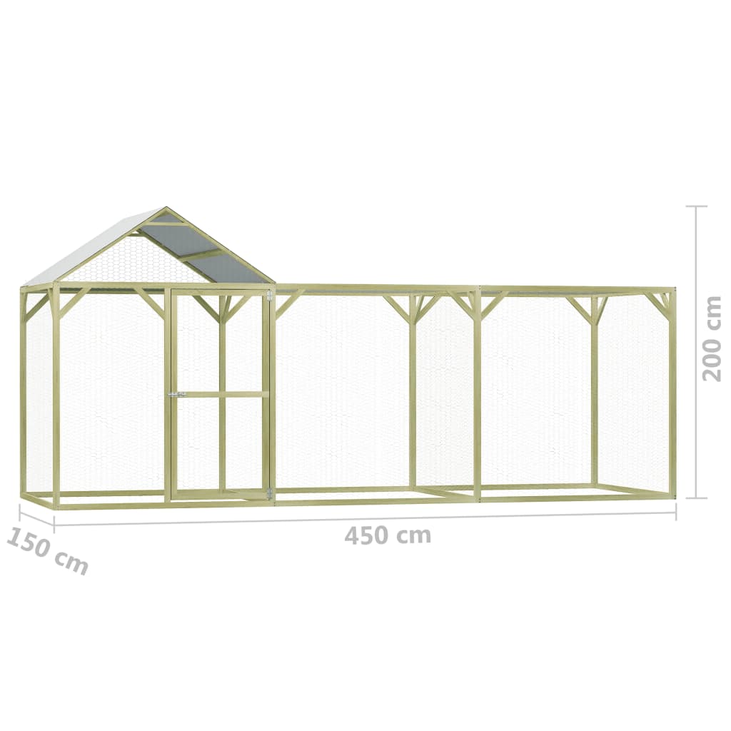 Berkfield Chicken Cage 4.5x1.5x2 m Impregnated Pinewood