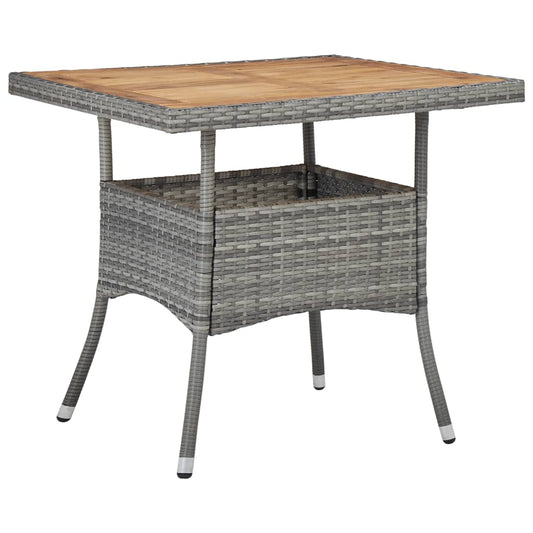 Berkfield Outdoor Dining Table Grey Poly Rattan and Solid Acacia Wood