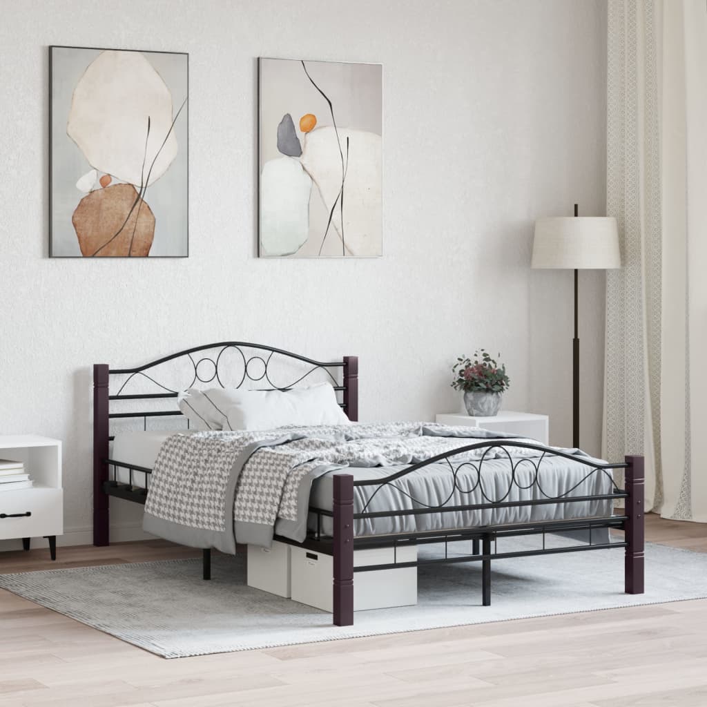 Berkfield Bed Frame Black Metal 140x200 cm