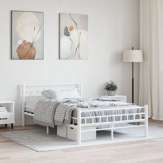 Berkfield Bed Frame White Metal 140x200 cm