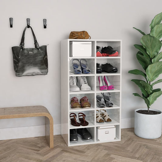 Berkfield Shoe Rack High Gloss White 54x34x100.5 cm Engineered Wood