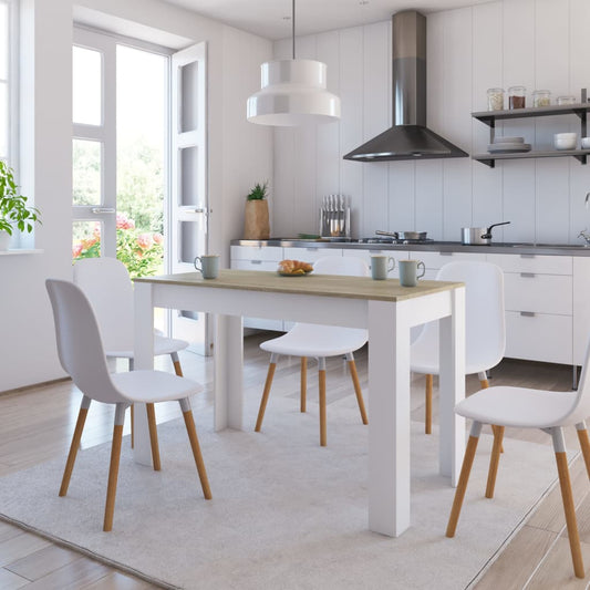 Berkfield Dining Table White and Sonoma Oak 120x60x76 cm Engineered Wood