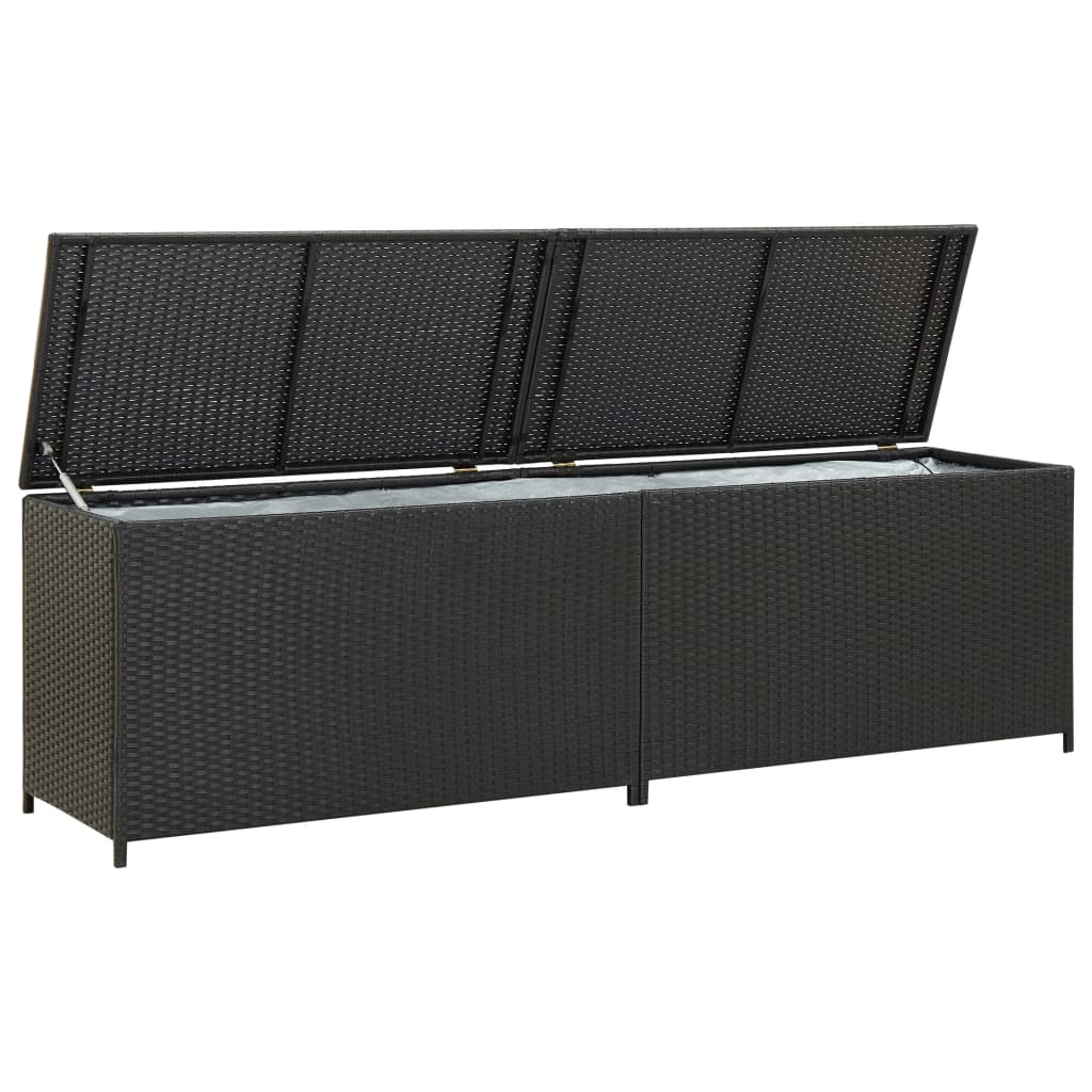 Berkfield Garden Storage Box Poly Rattan 200x50x60 cm Black